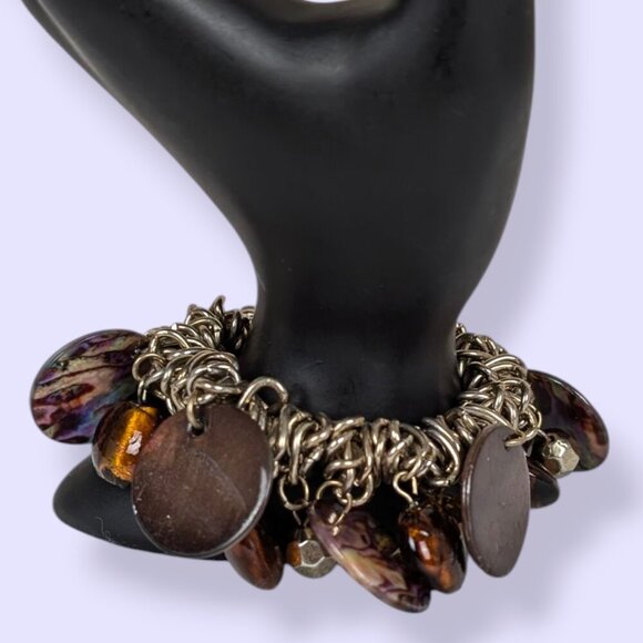 Erica Lyons Shell & Glass Stretch Bracelet - Picture 3 of 5